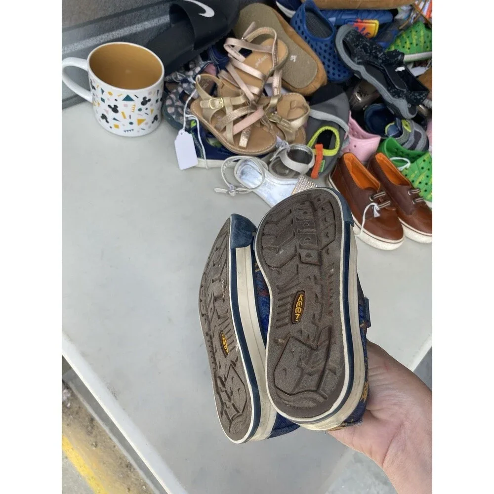 KEEN Coronado Kids Size 10 Toddler Blue Canvas Dinosaur Low Top Strap Sneakers